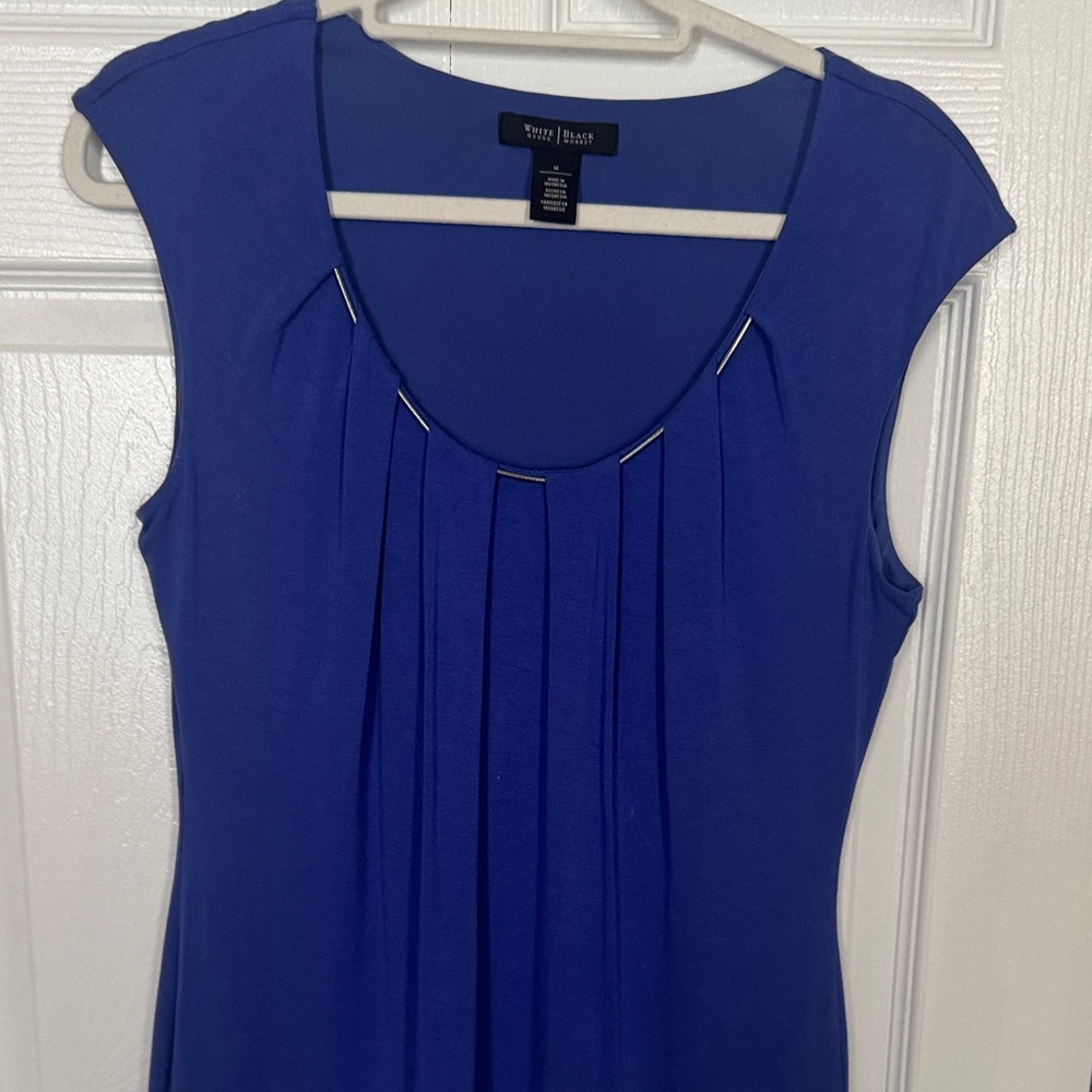 White House Black Market Cobalt Blue Pleated Scoop Neck Tank